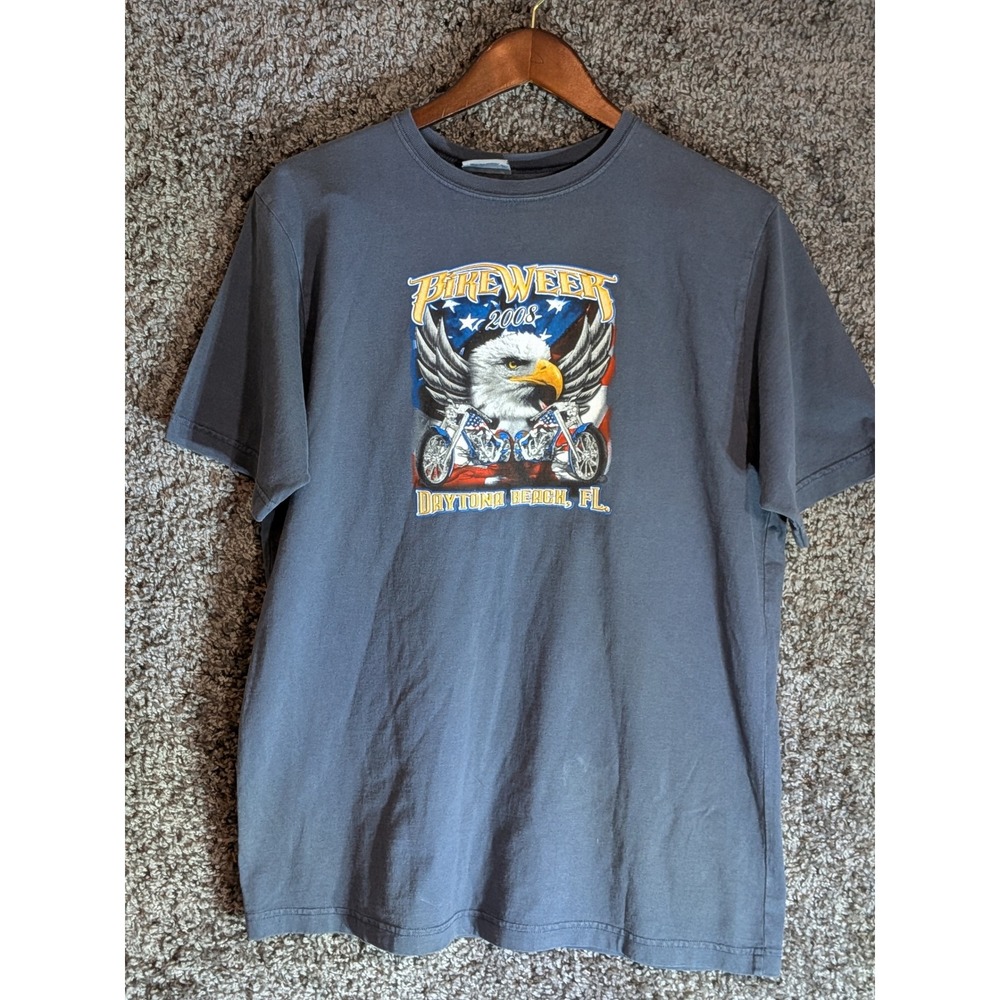 Bike Week T-Shirt Mens Small Gray Excellent 2008 Daytona Beach Eagle motorcycle